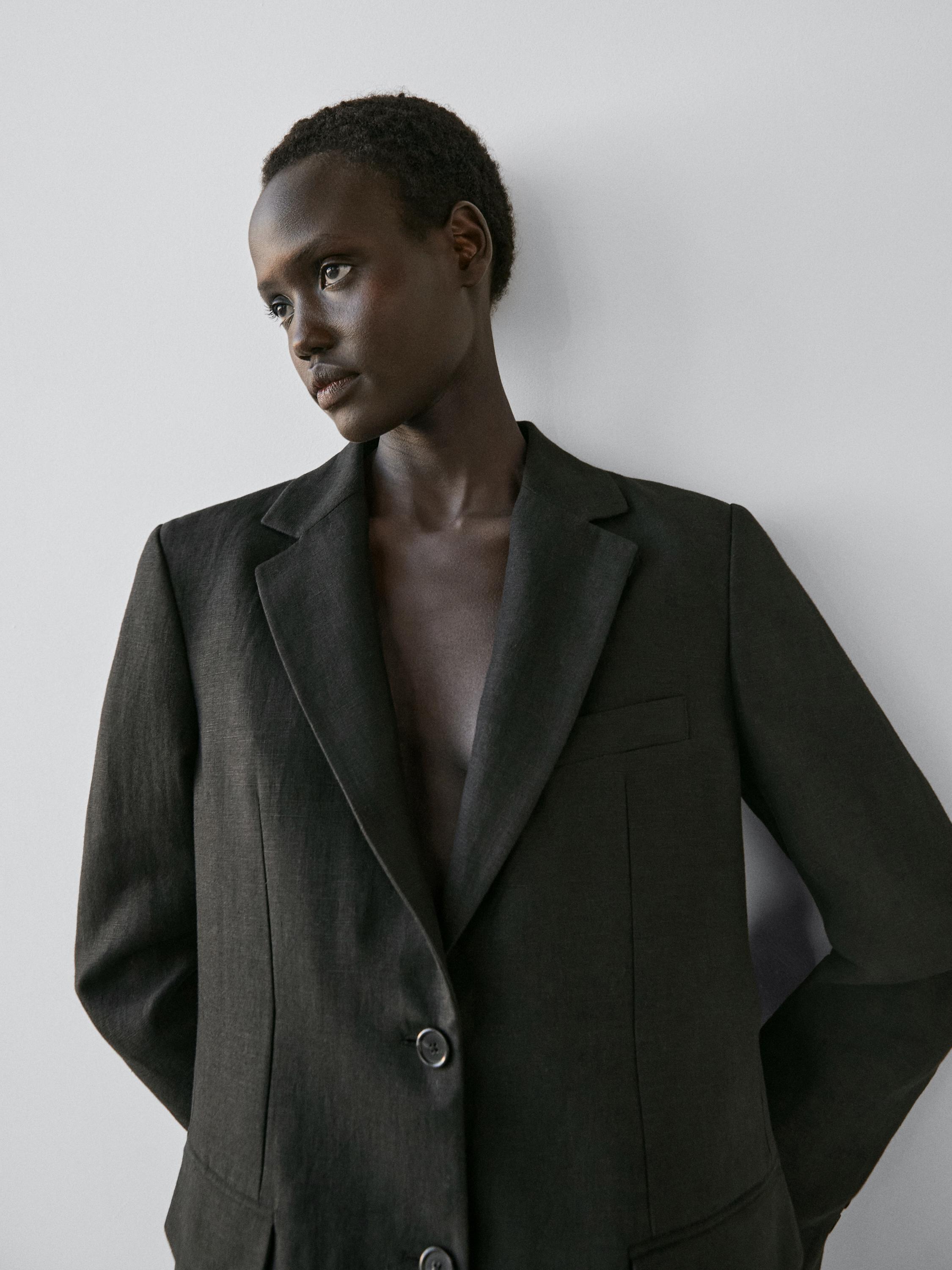 100% linen blazer with pockets